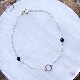 Faceted Blue Goldstone Silver Chain Bracelet